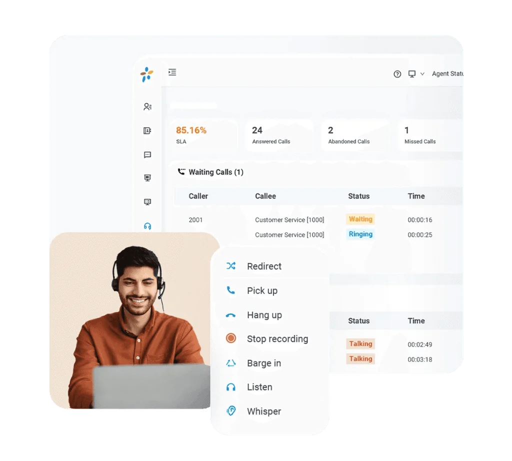 Call recording console with live call controls